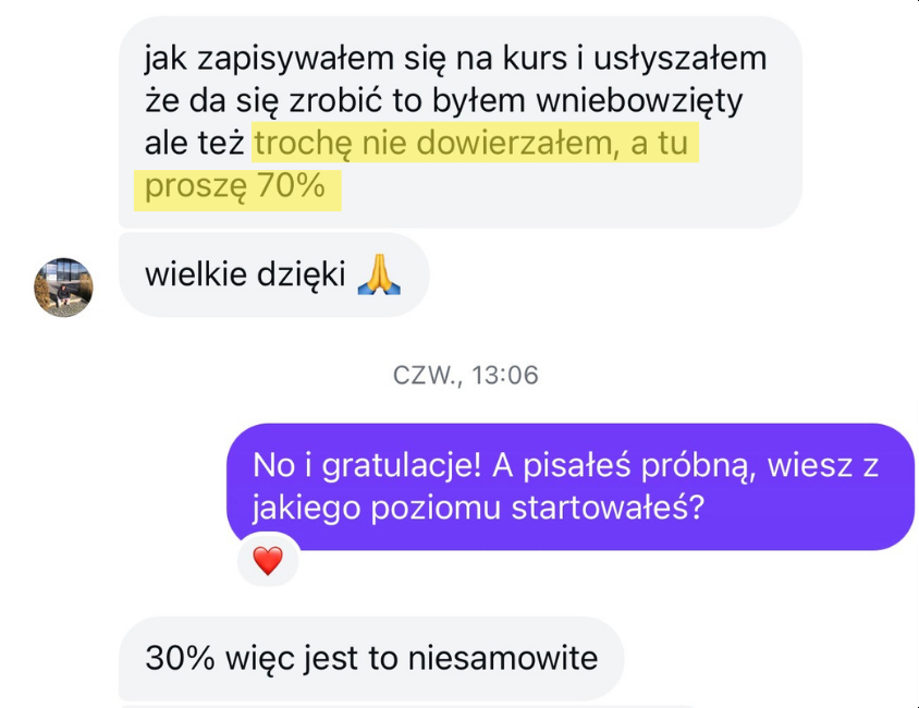 Opinia uczestnika zajęć nr 13
